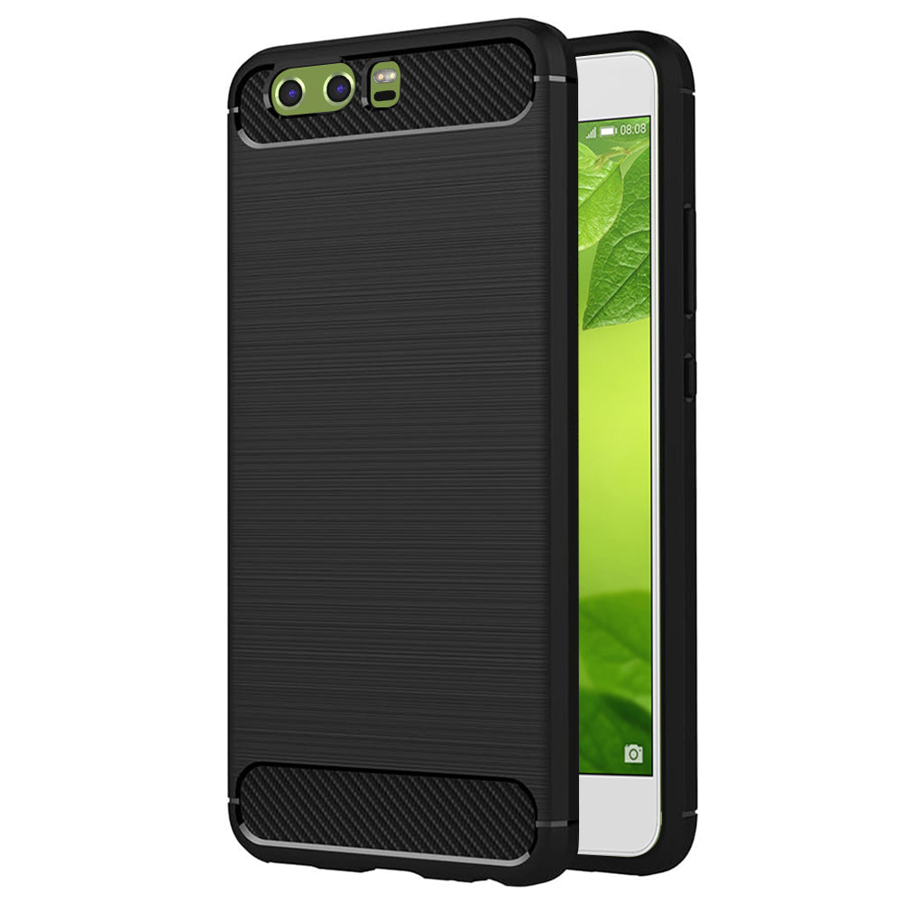 Husa de protectie Techsuit Carbon Silicone compatibil cu Huawei P10, Negru
