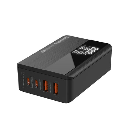 Gadget ColorWay Charger Cable Adapter (CW-CHS041PD-BK), 2xUSB QC, 2xType-C PD3.0 PPS, Huawei FCP, VOOC, 100W, LED Display, Negru