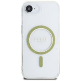 Husa de protectie Guess IML Glitter Circle MagSafe (GUHMPSE4HFGERET) compatibil cu iPhone 16e / iPhone 17e, Transparent