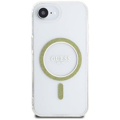 Husa de protectie Guess IML Glitter Circle MagSafe (GUHMPSE4HFGERET) compatibil cu iPhone 16e / iPhone 17e, Transparent