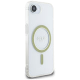 Husa de protectie Guess IML Glitter Circle MagSafe (GUHMPSE4HFGERET) compatibil cu iPhone 16e / iPhone 17e, Transparent