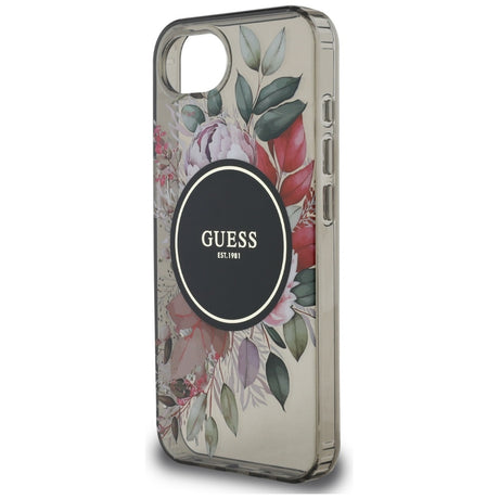Husa de protectie Guess IML Flowers MagSafe (GUHMPSE4HFWBRCEK) compatibil cu iPhone 16e / iPhone 17e, Negru