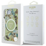 Husa de protectie Guess IML Metal Glitter Flowers Triangle MagSafe (GUHMPSE4HFLPEDN) compatibil cu iPhone 16e / iPhone 17e, Verde