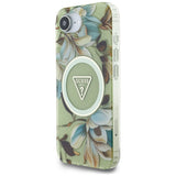 Husa de protectie Guess IML Metal Glitter Flowers Triangle MagSafe (GUHMPSE4HFLPEDN) compatibil cu iPhone 16e / iPhone 17e, Verde