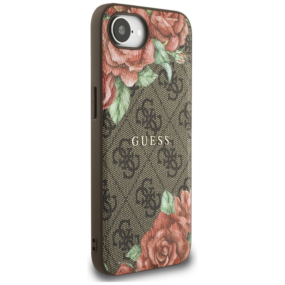 Husa de protectie Guess Hardcase 4G Flower Print MagSafe (GUHMPSE4P4ROPEMCW) compatibil cu iPhone 16e / iPhone 17e, Maro