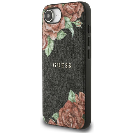 Husa de protectie Guess Hardcase 4G Flower Print MagSafe (GUHMPSE4P4ROPEMCK) compatibil cu iPhone 16e / iPhone 17e, Negru