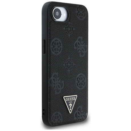 Husa de protectie Guess Peony Grained Hot Stamp Triangle Logo MagSafe (GUHMPSE4PGBTMK) compatibil cu iPhone 16e / iPhone 17e, Negru