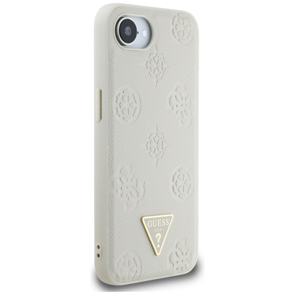 Husa de protectie Guess Peony Grained Hot Stamp Triangle Logo MagSafe (GUHMPSE4PGBTME) compatibil cu iPhone 16e / iPhone 17e, Bej