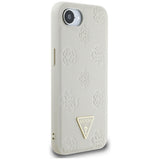 Husa de protectie Guess Peony Grained Hot Stamp Triangle Logo MagSafe (GUHMPSE4PGBTME) compatibil cu iPhone 16e / iPhone 17e, Bej
