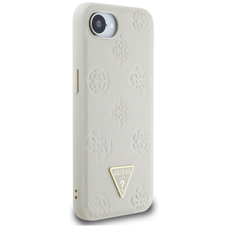 Husa de protectie Guess Peony Grained Hot Stamp Triangle Logo MagSafe (GUHMPSE4PGBTME) compatibil cu iPhone 16e / iPhone 17e, Bej