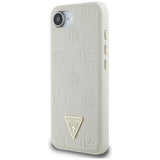 Husa de protectie Guess Peony Grained Hot Stamp Triangle Logo MagSafe (GUHMPSE4PGBTME) compatibil cu iPhone 16e / iPhone 17e, Bej
