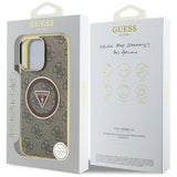 Husa de protectie Guess IML Metal Glitter 4G Circle Triangle MagSafe (GUHMP16LHG4PRTGW) compatibil cu iPhone 16 Pro, Maro