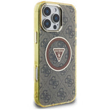 Husa de protectie Guess IML Metal Glitter 4G Circle Triangle MagSafe (GUHMP16LHG4PRTGW) compatibil cu iPhone 16 Pro, Maro