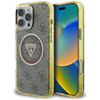 Husa de protectie Guess IML Metal Glitter 4G Circle Triangle MagSafe (GUHMP16LHG4PRTGW) compatibil cu iPhone 16 Pro, Maro