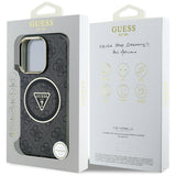 Husa de protectie Guess IML Metal Glitter 4G Circle Triangle MagSafe (GUHMP16LHG4PRTGK) compatibil cu iPhone 16 Pro, Negru