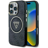 Husa de protectie Guess IML Metal Glitter 4G Circle Triangle MagSafe (GUHMP16LHG4PRTGK) compatibil cu iPhone 16 Pro, Negru