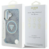 Husa de protectie Guess IML Metal Glitter 4G Circle Triangle MagSafe (GUHMP16SHG4PRTGB) compatibil cu iPhone 16, Albastru