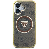 Husa de protectie Guess IML Metal Glitter 4G Circle Triangle MagSafe (GUHMP16SHG4PRTGW) compatibil cu iPhone 16, Maro