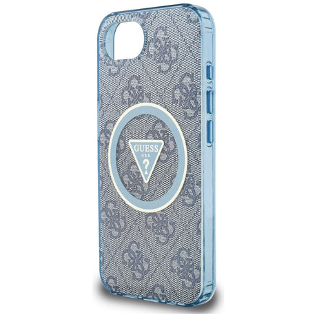 Husa de protectie Guess IML Metal Glitter 4G Circle Triangle MagSafe (GUHMPSE4HG4PRTGB) compatibil cu iPhone 16e / iPhone 17e, Albastru