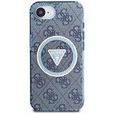 Husa de protectie Guess IML Metal Glitter 4G Circle Triangle MagSafe (GUHMPSE4HG4PRTGB) compatibil cu iPhone 16e / iPhone 17e, Albastru