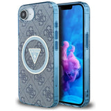 Husa de protectie Guess IML Metal Glitter 4G Circle Triangle MagSafe (GUHMPSE4HG4PRTGB) compatibil cu iPhone 16e / iPhone 17e, Albastru