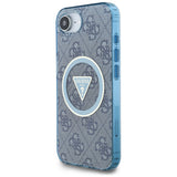 Husa de protectie Guess IML Metal Glitter 4G Circle Triangle MagSafe (GUHMPSE4HG4PRTGB) compatibil cu iPhone 16e / iPhone 17e, Albastru