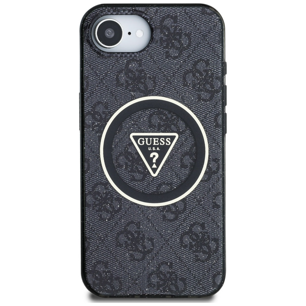 Husa de protectie Guess IML Metal Glitter 4G Circle Triangle MagSafe (GUHMPSE4HG4PRTGK) compatibil cu iPhone 16e / iPhone 17e, Negru