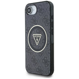 Husa de protectie Guess IML Metal Glitter 4G Circle Triangle MagSafe (GUHMPSE4HG4PRTGK) compatibil cu iPhone 16e / iPhone 17e, Negru