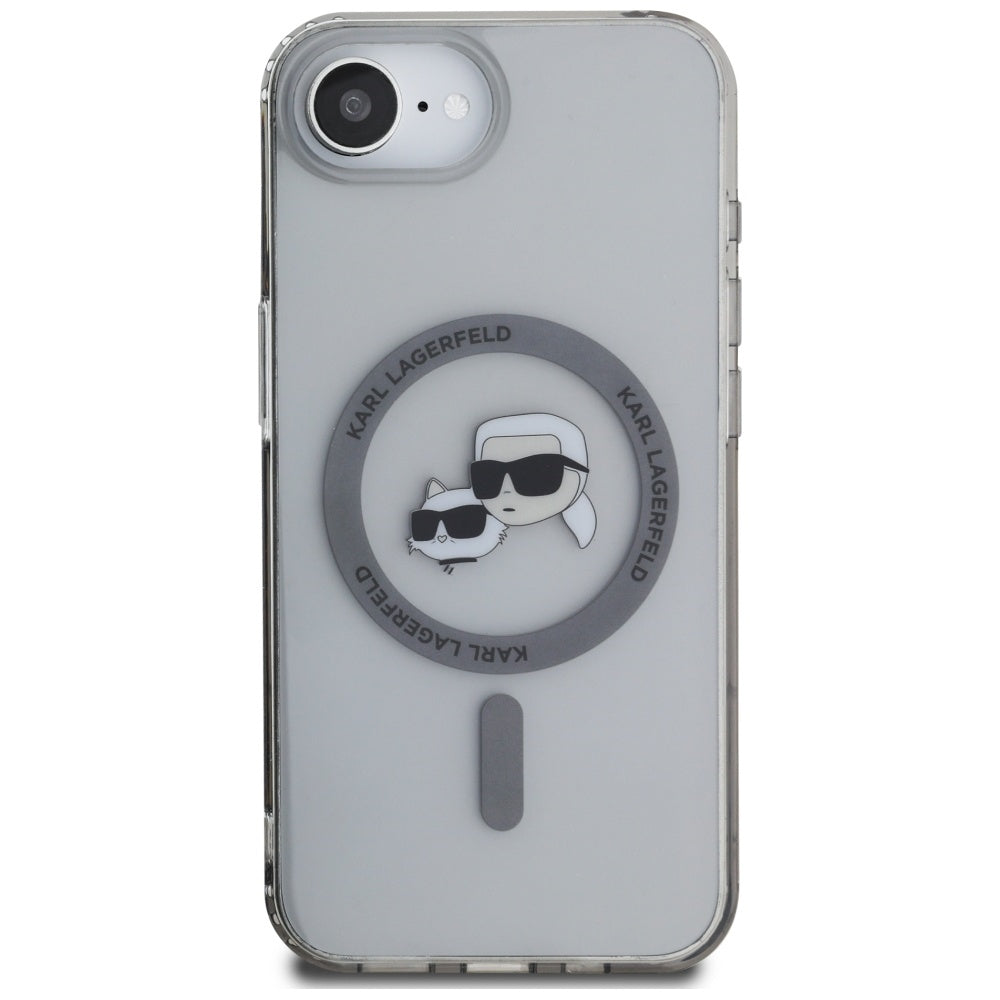 Husa de protectie Karl Lagerfeld IML MagSafe (KLHMPSE4HLSKCK) compatibil cu iPhone 16e / iPhone 17e, Metal Karl&Choupette Head