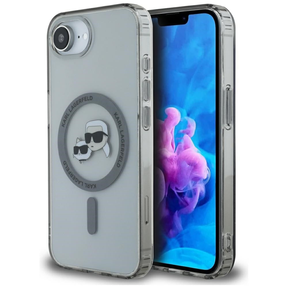 Husa de protectie Karl Lagerfeld IML MagSafe (KLHMPSE4HLSKCK) compatibil cu iPhone 16e / iPhone 17e, Metal Karl&Choupette Head