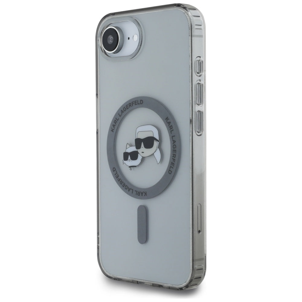 Husa de protectie Karl Lagerfeld IML MagSafe (KLHMPSE4HLSKCK) compatibil cu iPhone 16e / iPhone 17e, Metal Karl&Choupette Head