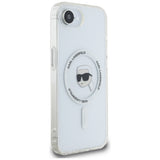 Husa de protectie Karl Lagerfeld IML MagSafe (KLHMPSE4HLSKIH) compatibil cu iPhone 16e / iPhone 17e - White Karl`s Head