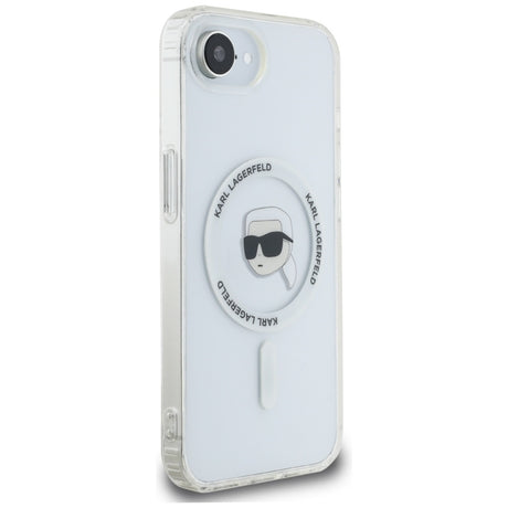 Husa de protectie Karl Lagerfeld IML MagSafe (KLHMPSE4HLSKIH) compatibil cu iPhone 16e / iPhone 17e - White Karl`s Head