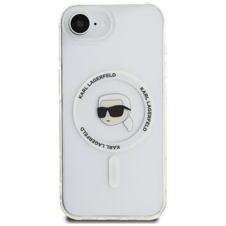 Husa de protectie Karl Lagerfeld IML MagSafe (KLHMPSE4HLSKIH) compatibil cu iPhone 16e / iPhone 17e - White Karl`s Head