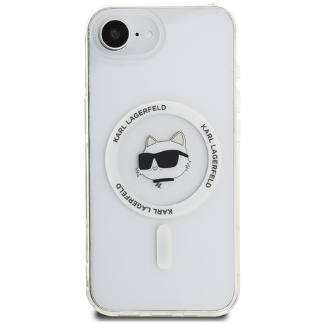 Husa de protectie Karl Lagerfeld IML MagSafe (KLHMPSE4HLSCHH) compatibil cu iPhone 16e / iPhone 17e, Alb Choupette`S Head