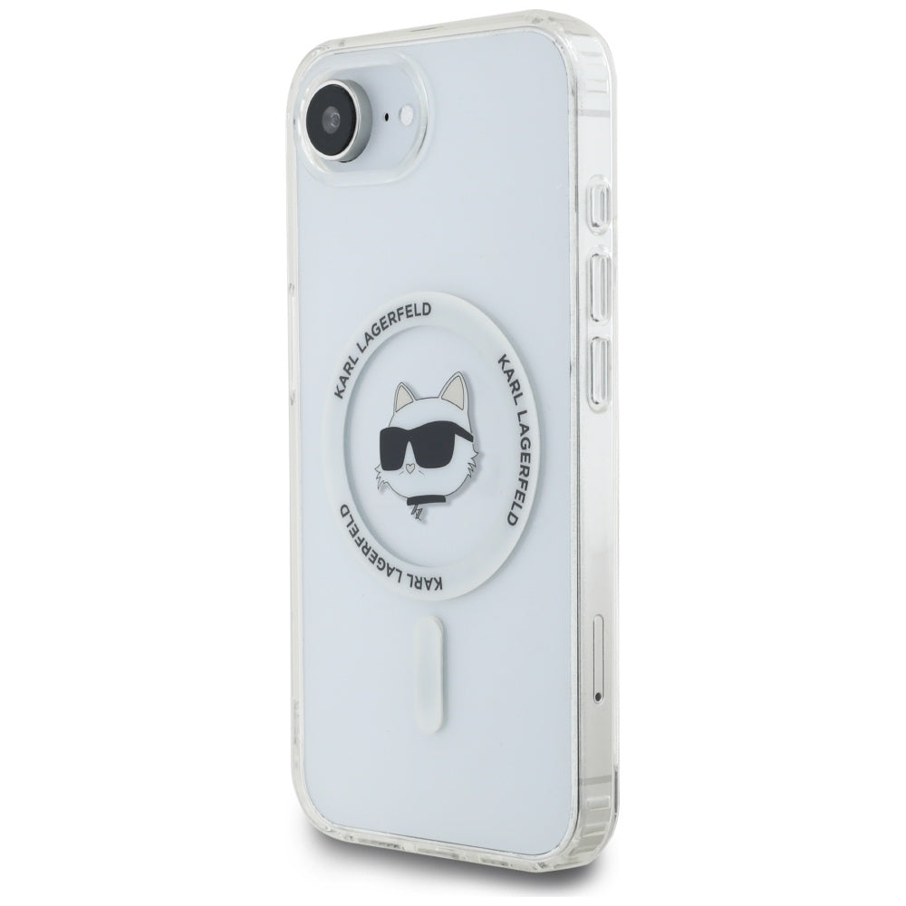 Husa de protectie Karl Lagerfeld IML MagSafe (KLHMPSE4HLSCHH) compatibil cu iPhone 16e / iPhone 17e, Alb Choupette`S Head