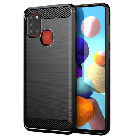 Husa de protectie Techsuit Carbon Silicone compatibil cu Samsung Galaxy A21s, Negru
