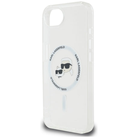 Husa de protectie Karl Lagerfeld IML MagSafe (KLHMPSE4HLSKCH) compatibil cu iPhone 16e / iPhone 17e, Alb Metal Karl&Choupette Head