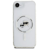 Husa de protectie Karl Lagerfeld IML MagSafe (KLHMPSE4HLSKCH) compatibil cu iPhone 16e / iPhone 17e, Alb Metal Karl&Choupette Head