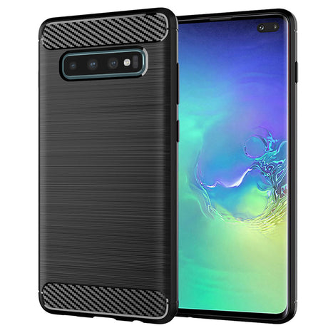 Husa de protectie Techsuit Carbon Silicone compatibil cu Samsung Galaxy S10 Plus, Negru