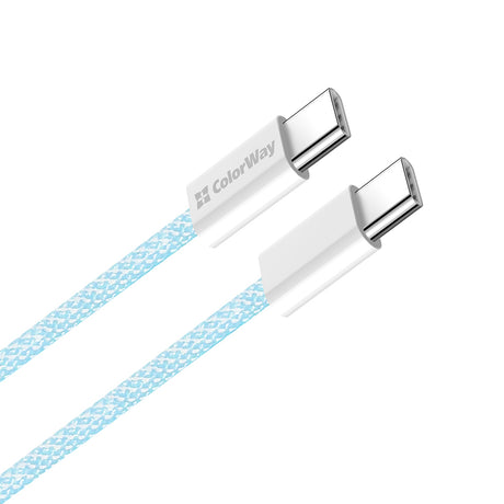 Cablu ColorWay (CW-CBPDCC061-BL), for MacBook Pro, Type-C to Type-C, PD Fast Charging 60W, 3A, Nylon, 1m, Albastru