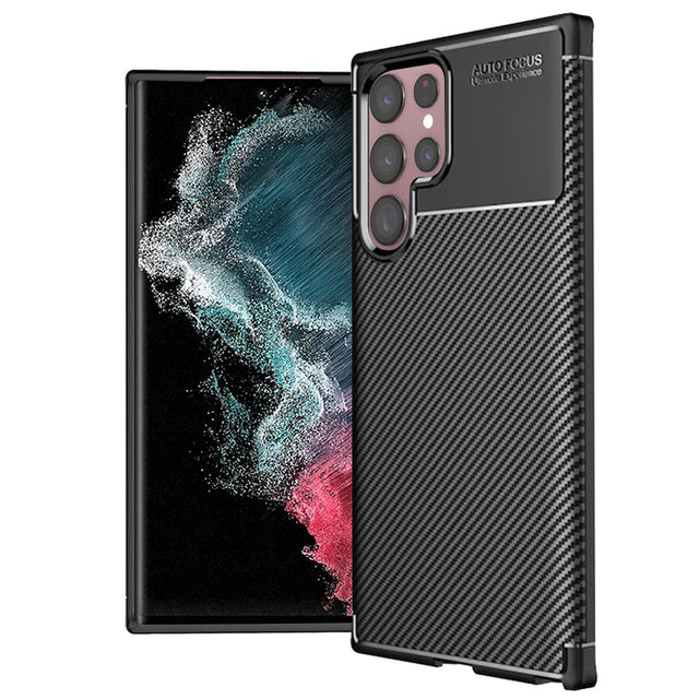 Husa de protectie Techsuit CarbonFiber compatibil cu Samsung Galaxy S22 Ultra 5G, Negru