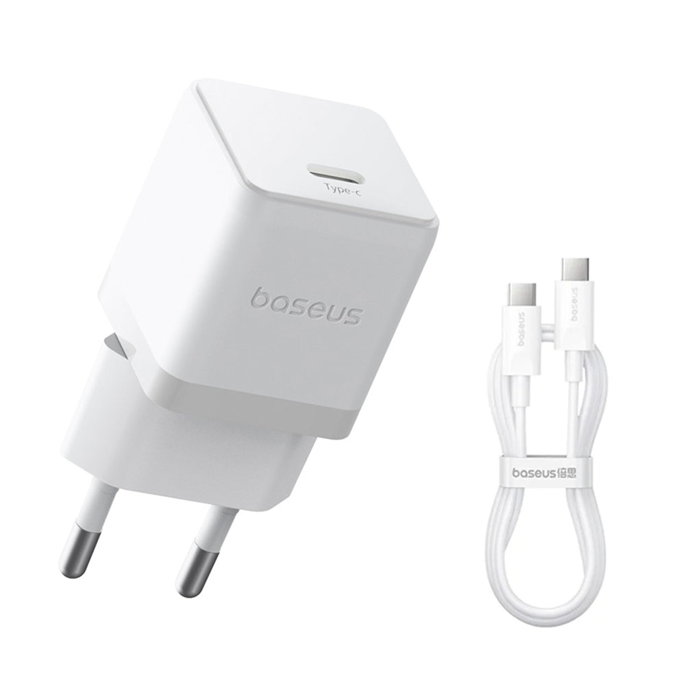 Incarcator Baseus (P10111602213-01), USB-C, PD 20W, 1m, Alb