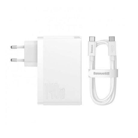 Incarcator Baseus GaN5 Pro (CCGP100202), Type-C Cable Included, Fast Charge, 2xType-C, USB, 140W, 1m, Alb