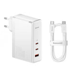 Incarcator Baseus GaN5 Pro (CCGP100202), Type-C Cable Included, Fast Charge, 2xType-C, USB, 140W, 1m, Alb