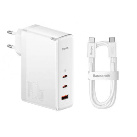 Incarcator Baseus GaN5 Pro (CCGP100202), Type-C Cable Included, Fast Charge, 2xType-C, USB, 140W, 1m, Alb