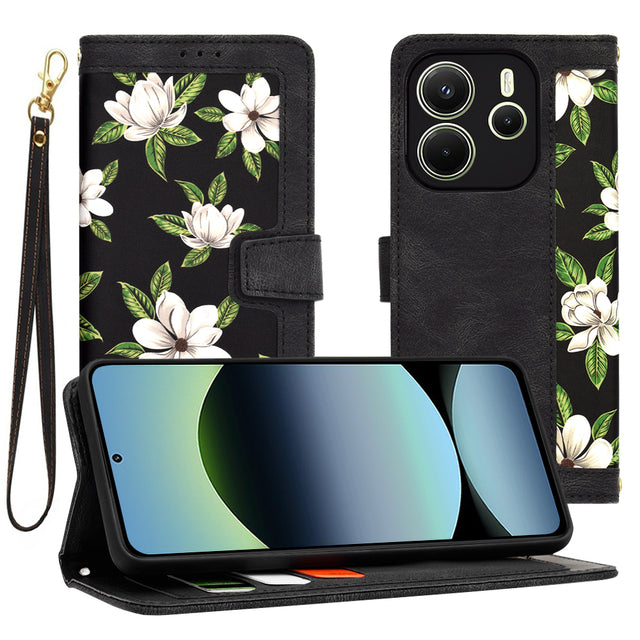 Husa de protectie Techsuit FlipCraft compatibil cu Xiaomi Redmi Note 14 4G (Regional), Flowers of the Dawn