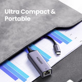 Adaptor Ugreen Ethernet Adapter CM199 (50737), USB-C to RJ45 LAN Port, Plug & Play, LED, 1000Mbps, 1Gb/s, Gri Spatial