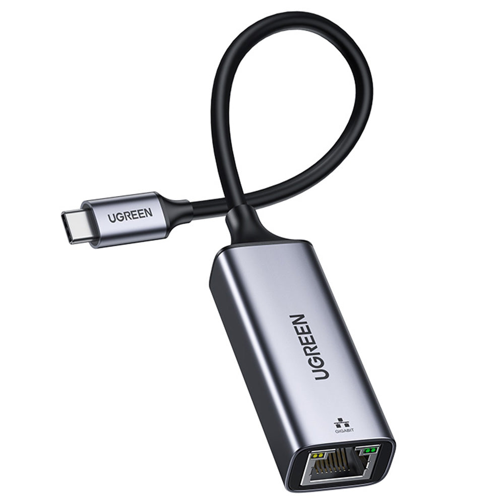 Adaptor Ugreen Ethernet Adapter CM199 (50737), USB-C to RJ45 LAN Port, Plug & Play, LED, 1000Mbps, 1Gb/s, Gri Spatial