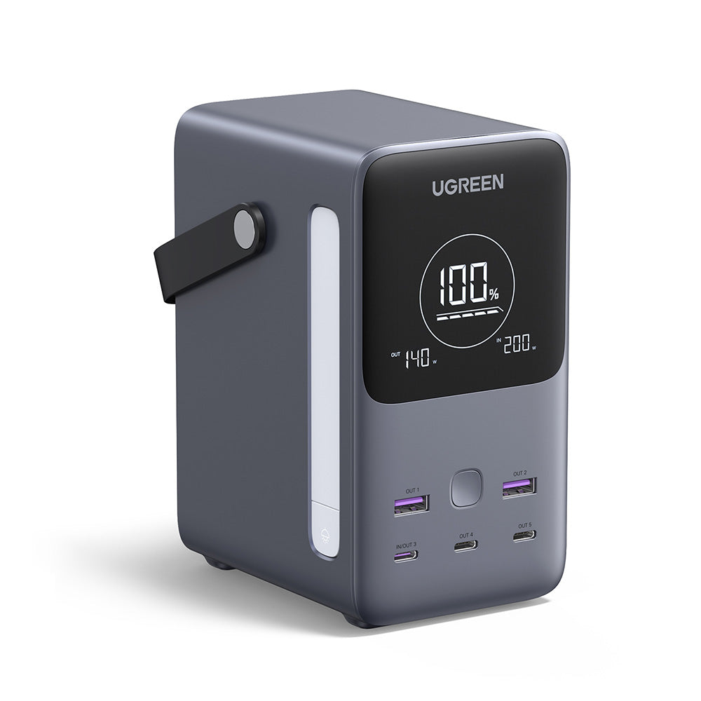 Baterie externa Ugreen PB770 (25286), 48000mAh, 2x USB / 3x Type-C, 300W, Gri